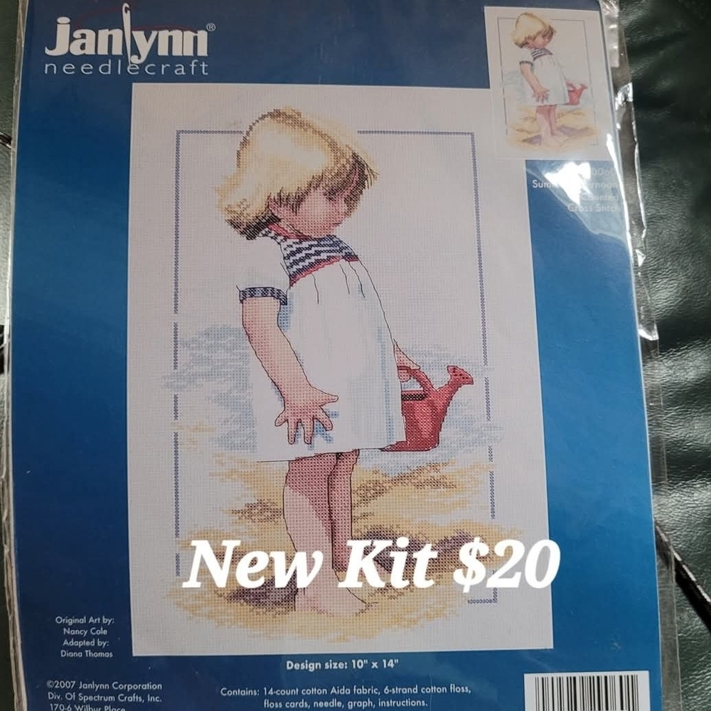 Janlynn Needlecraft Cross Stitch Kit - Girl with Watering Can